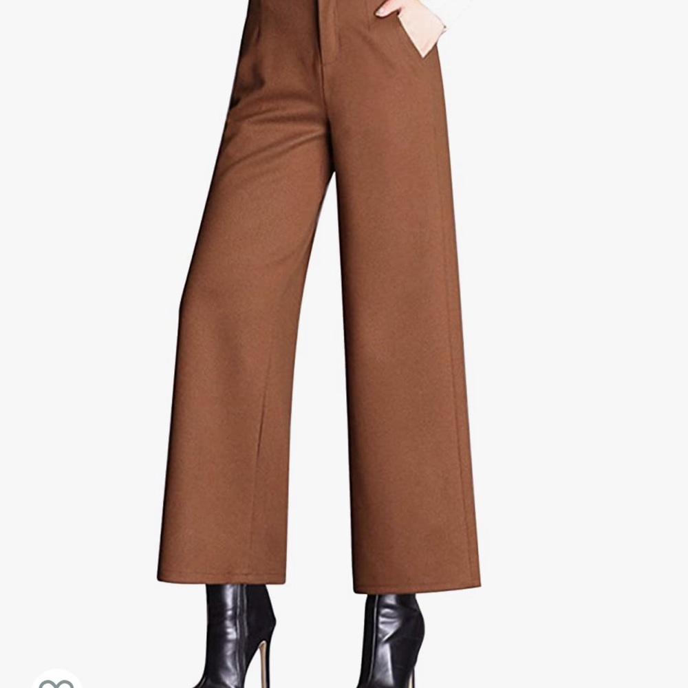 Wool brown high waisted pants